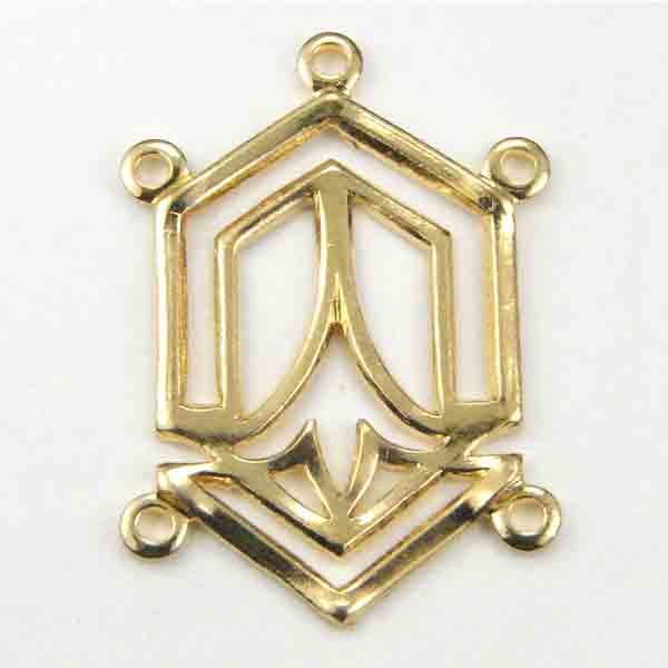 Gold Plate 12x18MM Ideogram 3 Loop Connector