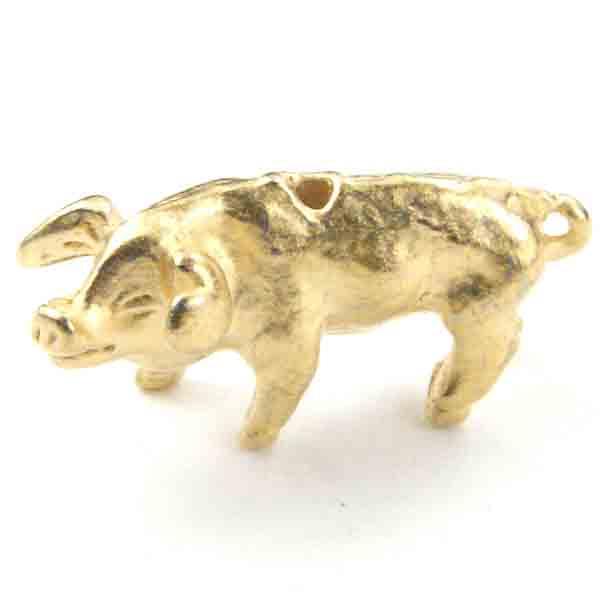 Gold Plate 12x22 Pig Bead 3-D