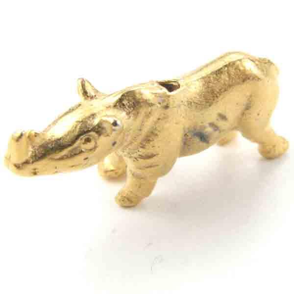 Gold Plate 12x23 Rhino Bead 3-D