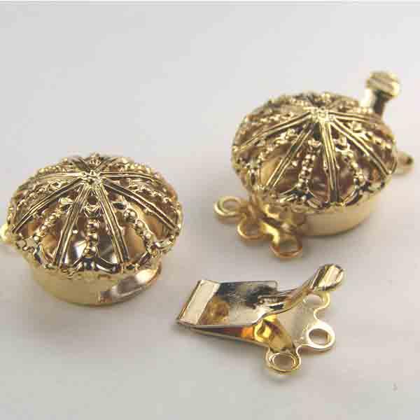 Gold Plate 13MM Filigree 3 Strand Box Clasp