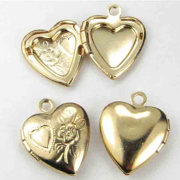 Gold Plate 15x13MM Floral Heart Locket