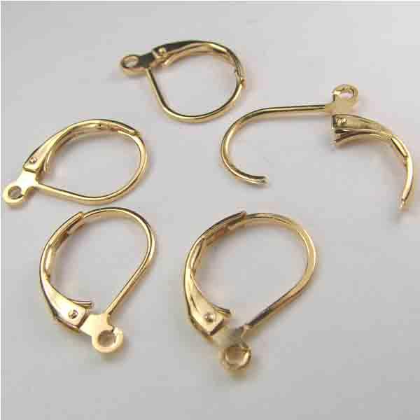 Gold Plate 13x10MM Leverback Ear Clip with Plain Front