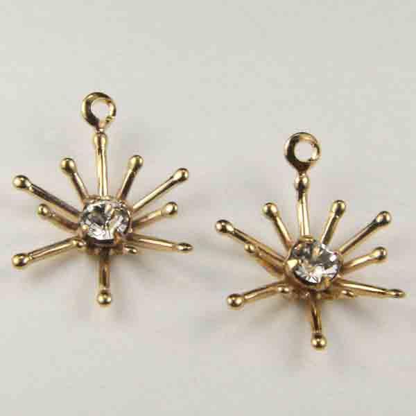 Gold Plate 13x10MM Starburst With Crystal Rhinestone
