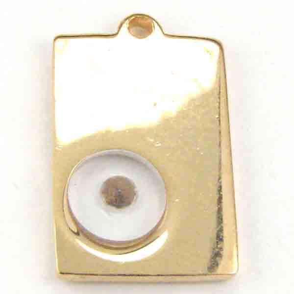 Gold Plate 13x12MM Rectangle With Crystal Rhinestone in Window
