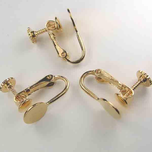 Gold Plate 13x9MM Clip On With Screw Back And 8MM Gluing Pad