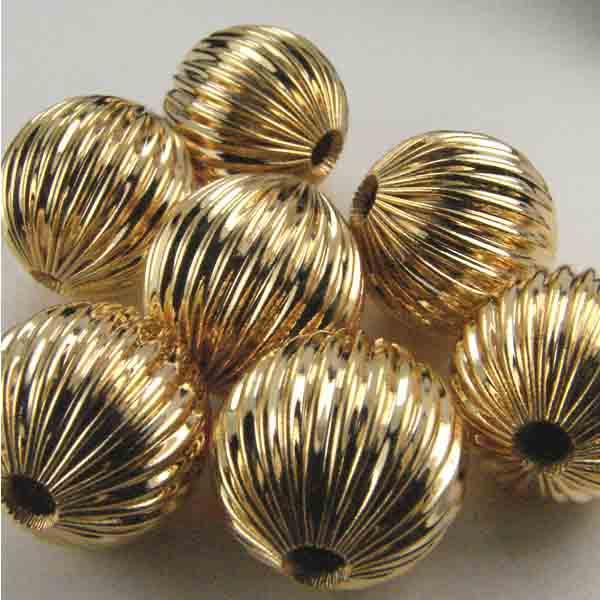 Gold Plate 14MM Corrugated Melon Ball
