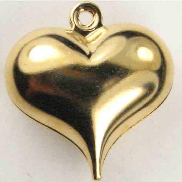 Gold Plate 14MM Heart Puffed