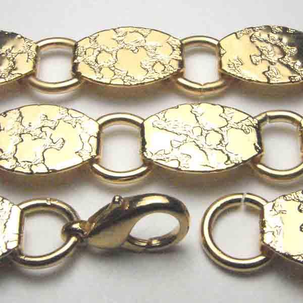 Gold Plate 14X9MM Oval Pad 7 Inch Chain Collage Bracelet