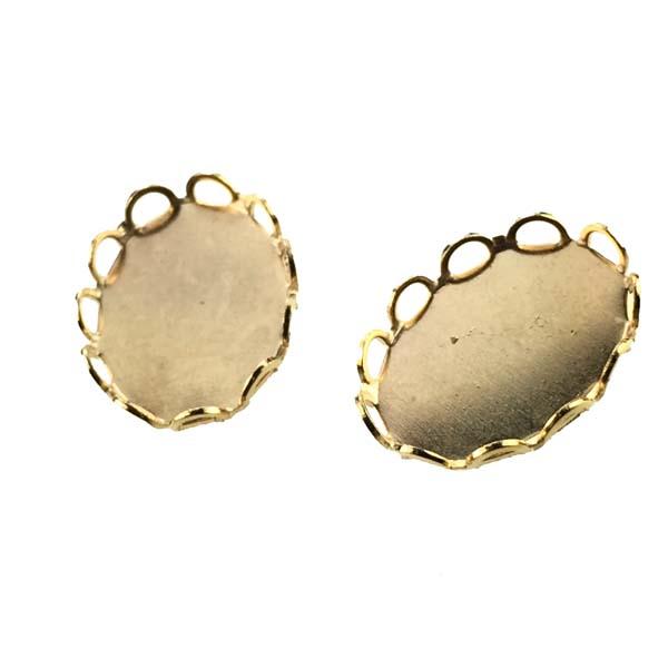Gold Plate 14x10MM Lace Edge Cabochon Setting Bezel