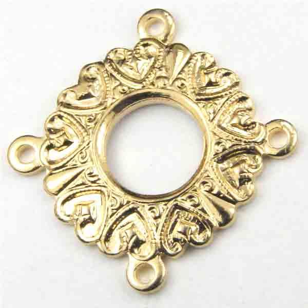Gold Plate 15MM 4 Loop Heart Pattern Connector