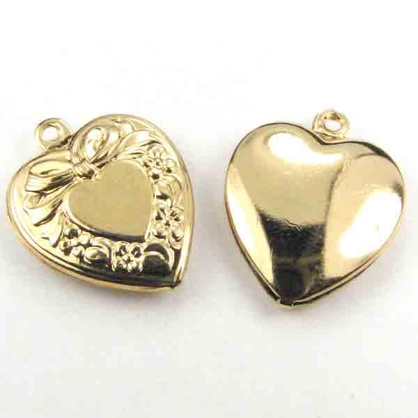 Gold Plate 15MM Hollow Heart Floral Edged