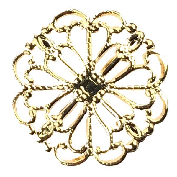 Gold Plate 15MM Round Filigree Stamping