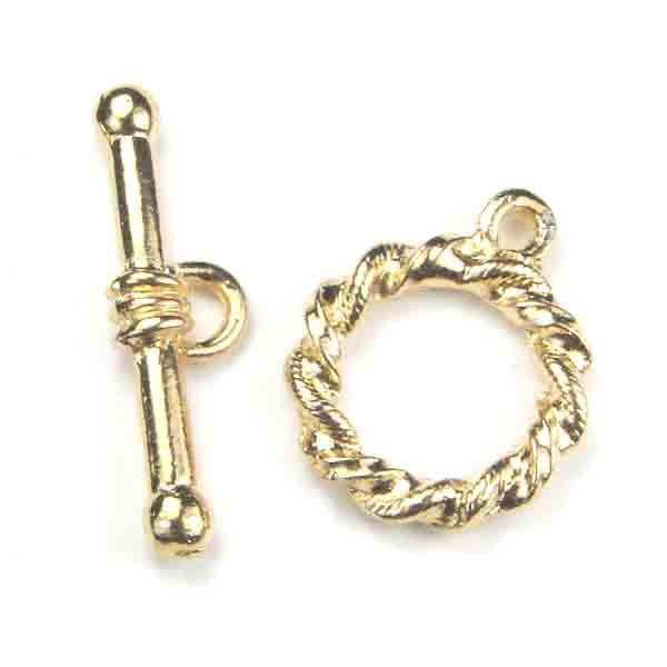 Gold Plate 15MM Twisted Toggle Clasp