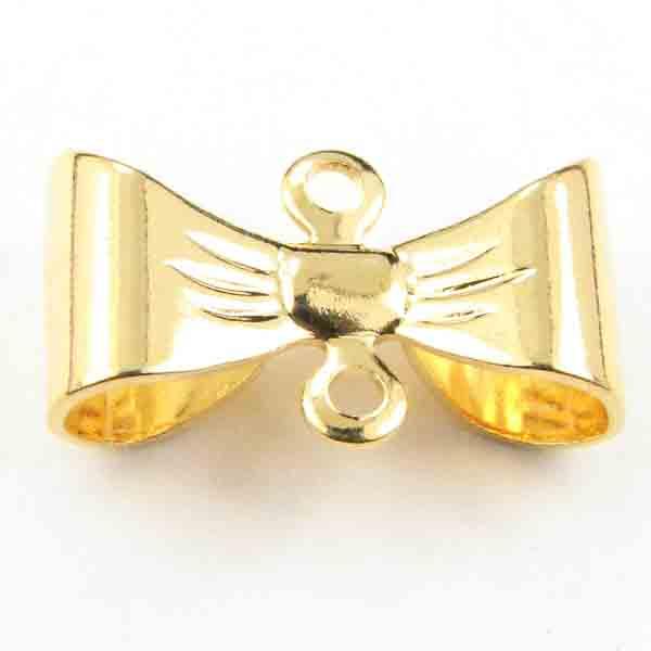 Gold Plate 15X7MM 2 Loop 3-D Bow