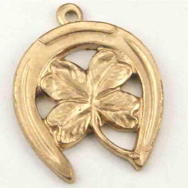 Gold Plate 15x17MM Horseshoe with Clover