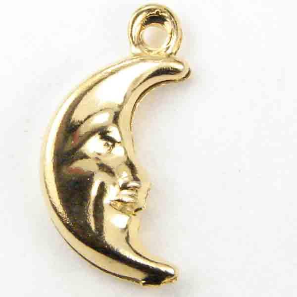 Gold Plate 15x8MM Crescent Moon Face