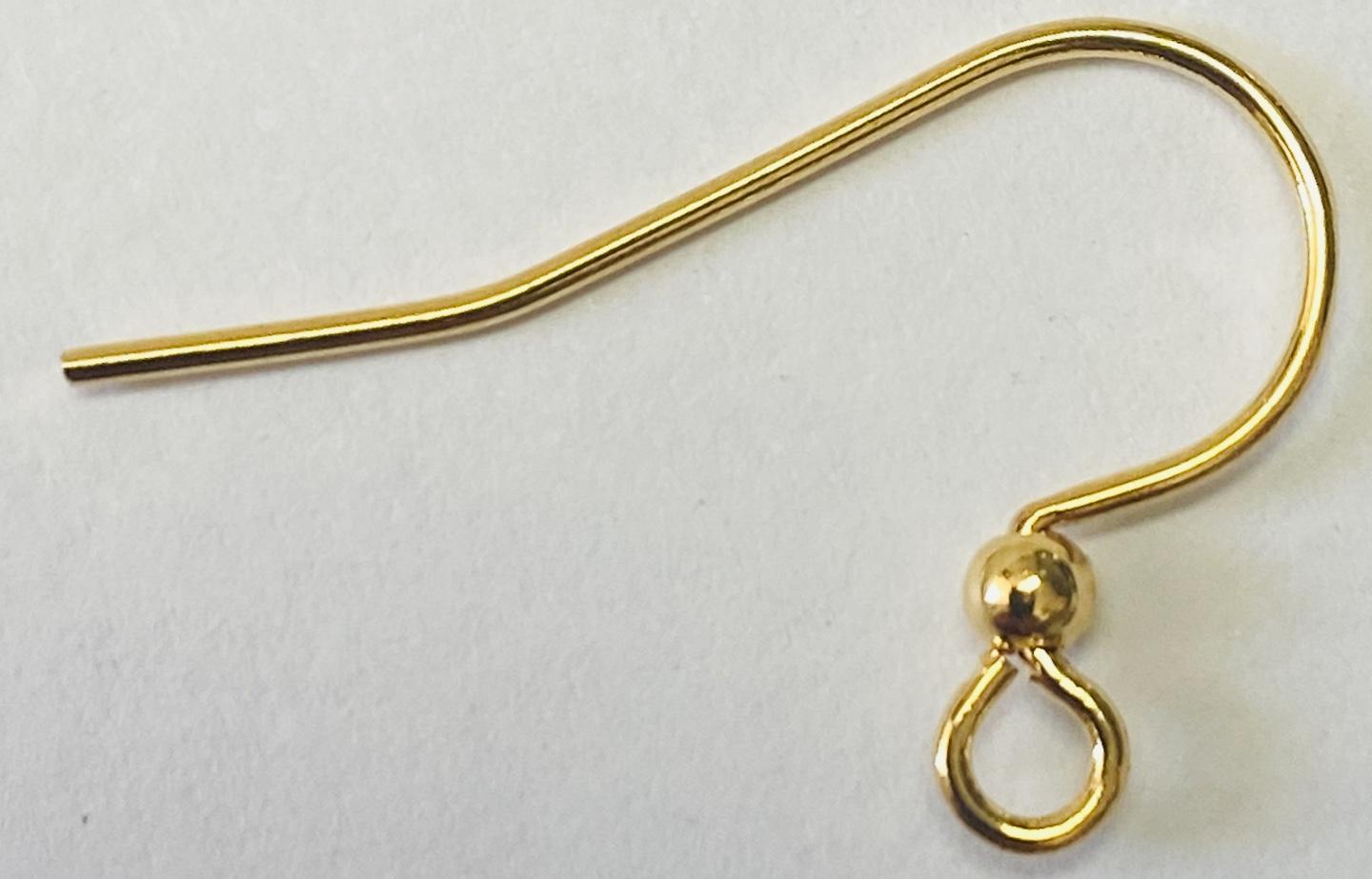 Gold Plate 16MM Earwire with 3MM Ball