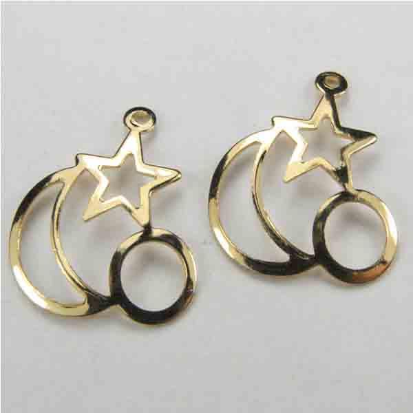 Gold Plate 16MM Openwork Moon/star