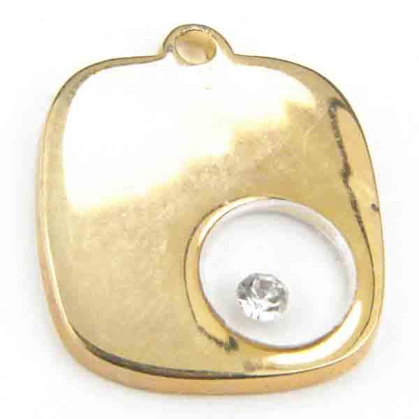 Gold Plate 16x11MM Square With Crystal Rhinestone in Window