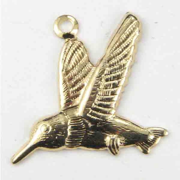 Gold Plate 16x18MM Left Facing Hummingbird