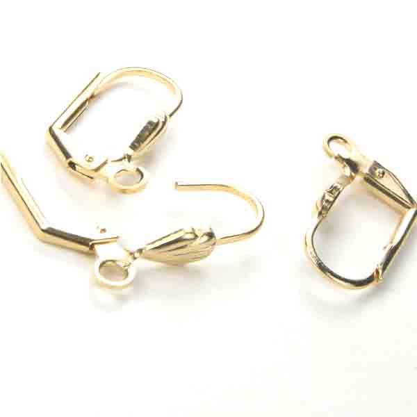 Gold Plate 16x8MM Leverback With Floral Detail