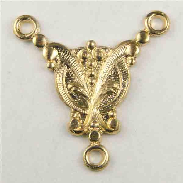 Gold Plate 17MM Butterfly 1 to 2 Loop Chandelier Connector