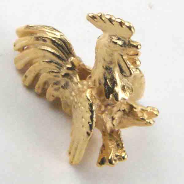 Gold Plate 17MM Rooster Bead 3-D