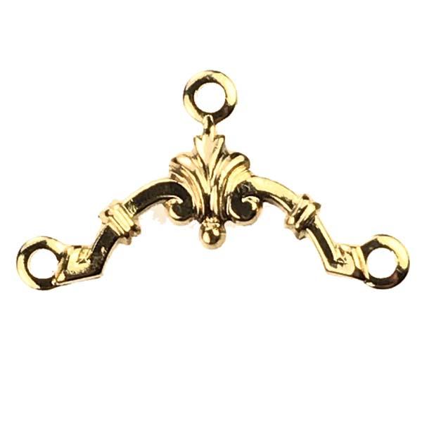 Gold Plate 17x10MM Curved Ornate 2 to 1 Chandelier Connector