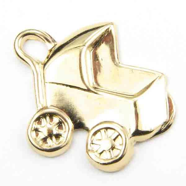 Gold Plate 17x16MM Baby Buggy
