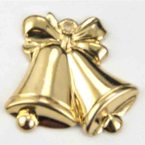 Gold Plate 17x19MM Holiday Bells Stamping