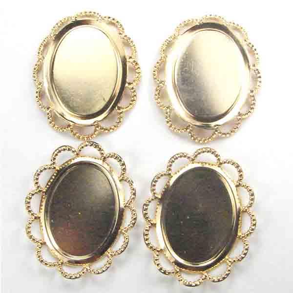 Gold Plate 18X13MM Lace Edge Bezel Setting