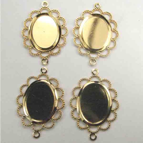 Gold Plate 18X13MM Lace Edge Connector Setting
