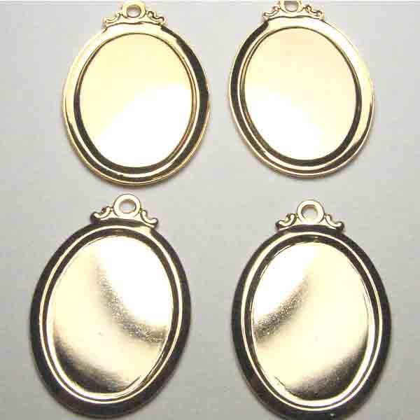 Gold Plate 18X13MM Setting With Fancy Top Loop