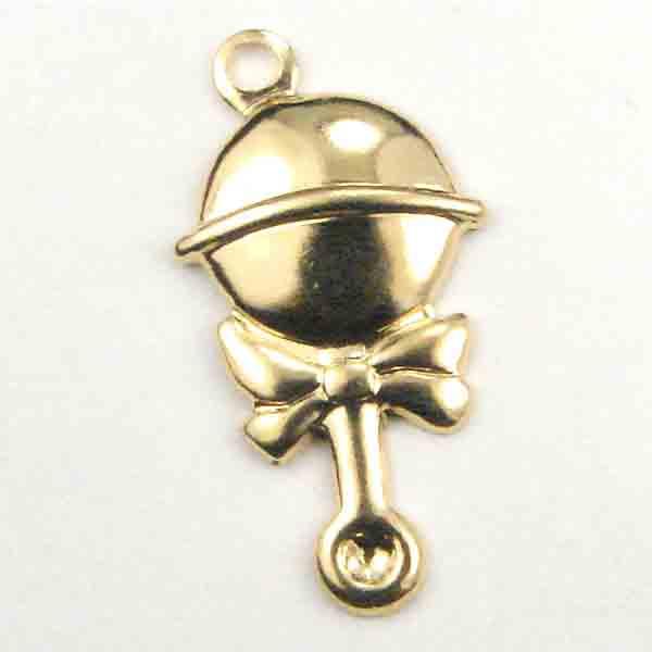 Gold Plate 18x11MM Baby Rattle