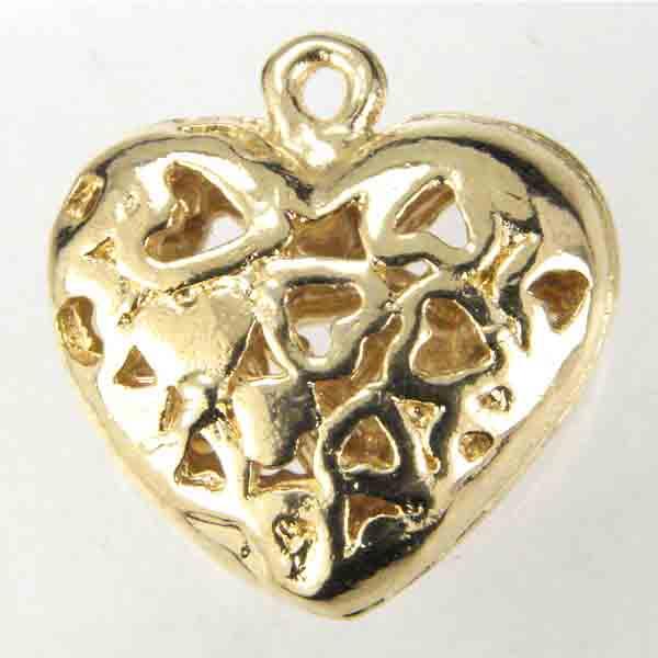 Gold Plate 19MM Cast Openwork Heart