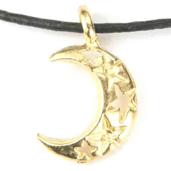 Gold Plate 19x11MM Right Facing Moon With Star Cut Outs