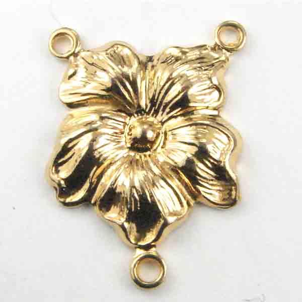 Gold Plate 19x14MM 2 to 1 Pansy Flower Chandelier Connector