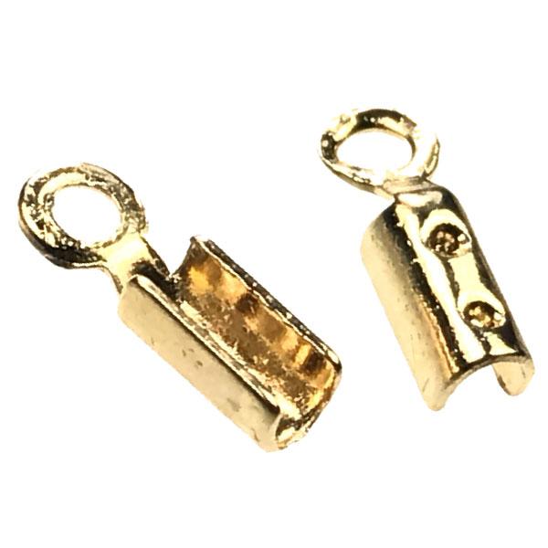 12 Pack Fold-Over Crimp Bead Ends With Loop For Jewelry Making - Metal Findings