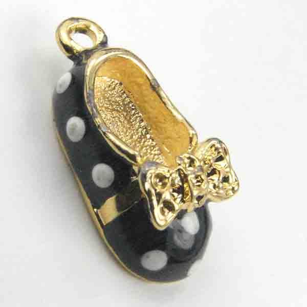 Gold Plate 20X11MM Baby Shoe Navy