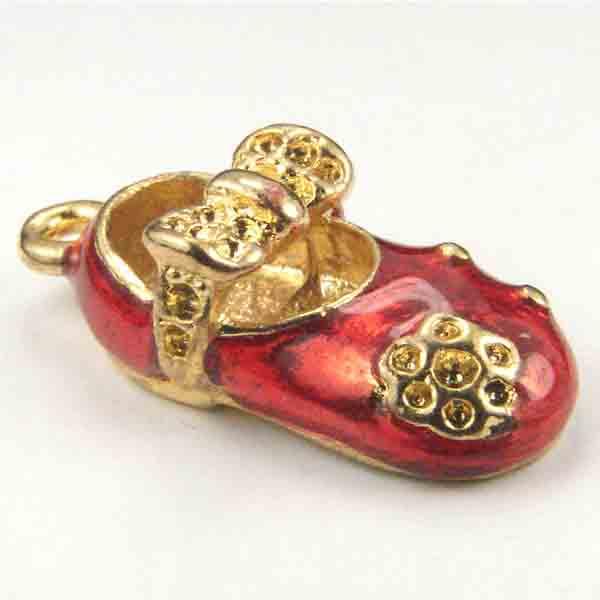 Gold Plate 20X11MM Baby Shoe Ruby