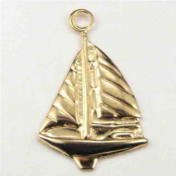 Gold Plate 20x12MM Sailboat Stamping