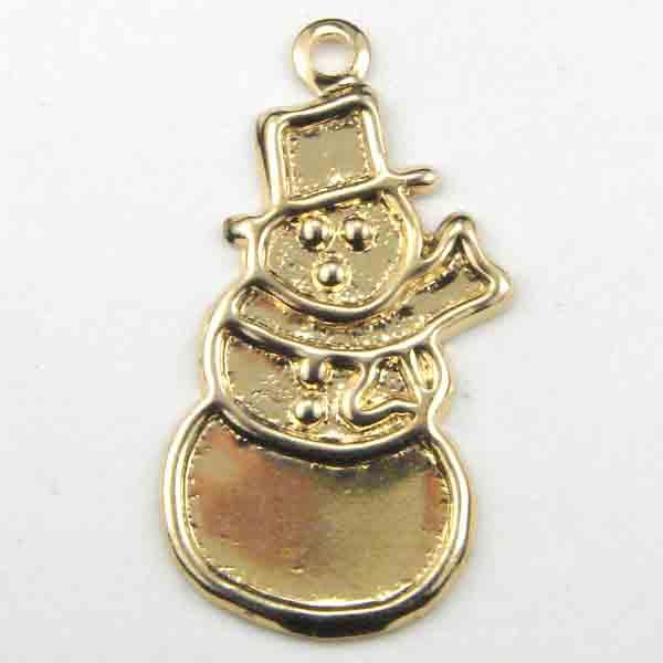 Gold Plate 20x12MM Snowman Stamping