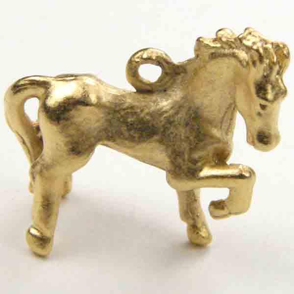 Gold Plate 21MM Chinese Zodiac Bronco Horse Charm
