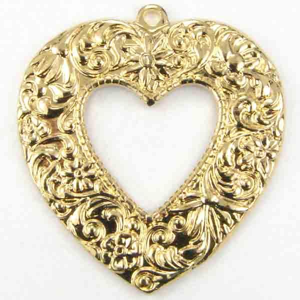 Gold Plate 21MM Openwork Floral Heart