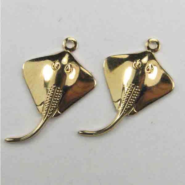 Gold Plate 21x13MM Stingray Stamping