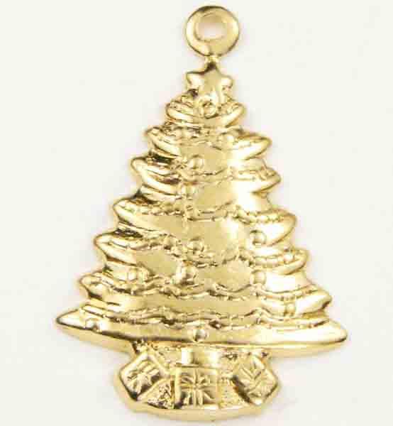 Gold Plate 22x14MM Christmas Tree Stamping