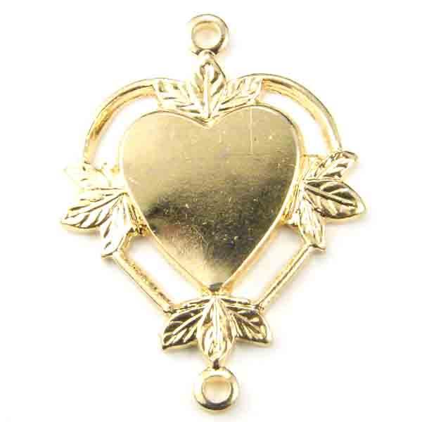 Gold Plate 22x16MM Diestruck Heart Connector