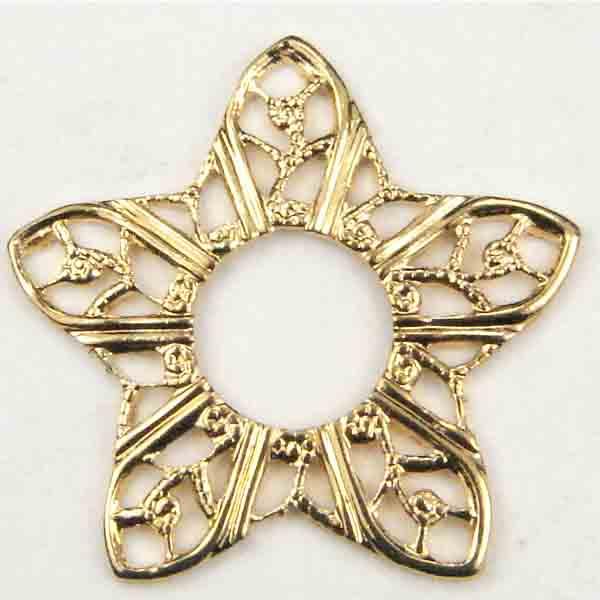 Gold Plate 23mm Filigree Star