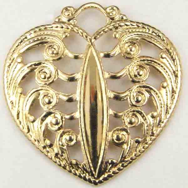 Gold Plate 24MM Filigree Heart