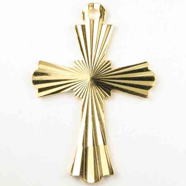 Gold Plate 25X20MM Cross with Rays